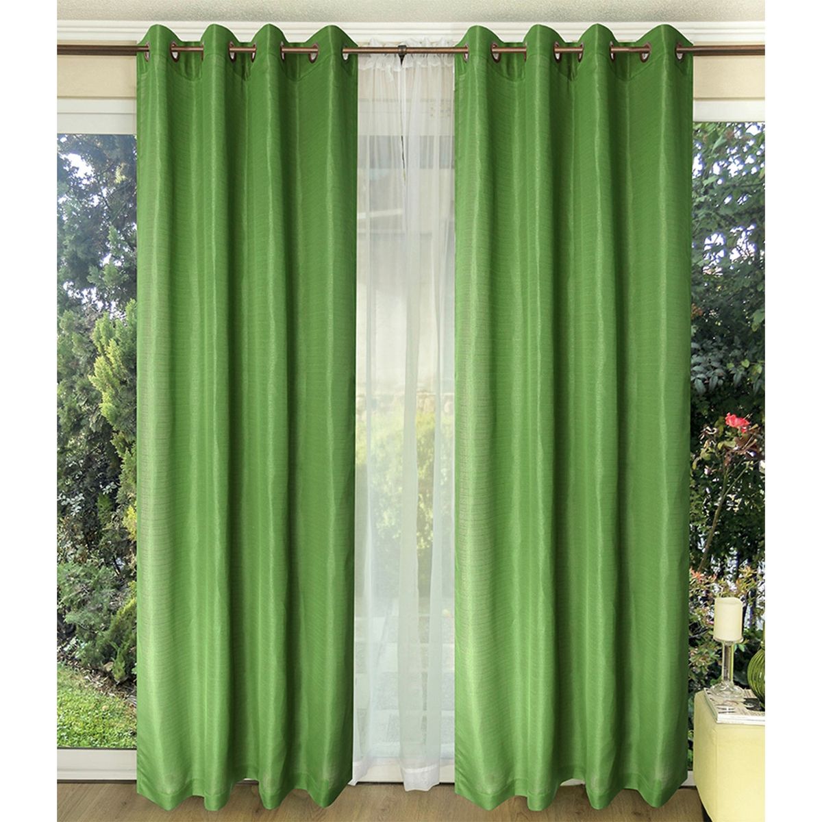 DORAL - Set De Cortinas Rústico Tabat 8 Piezas Arg Verde Doral