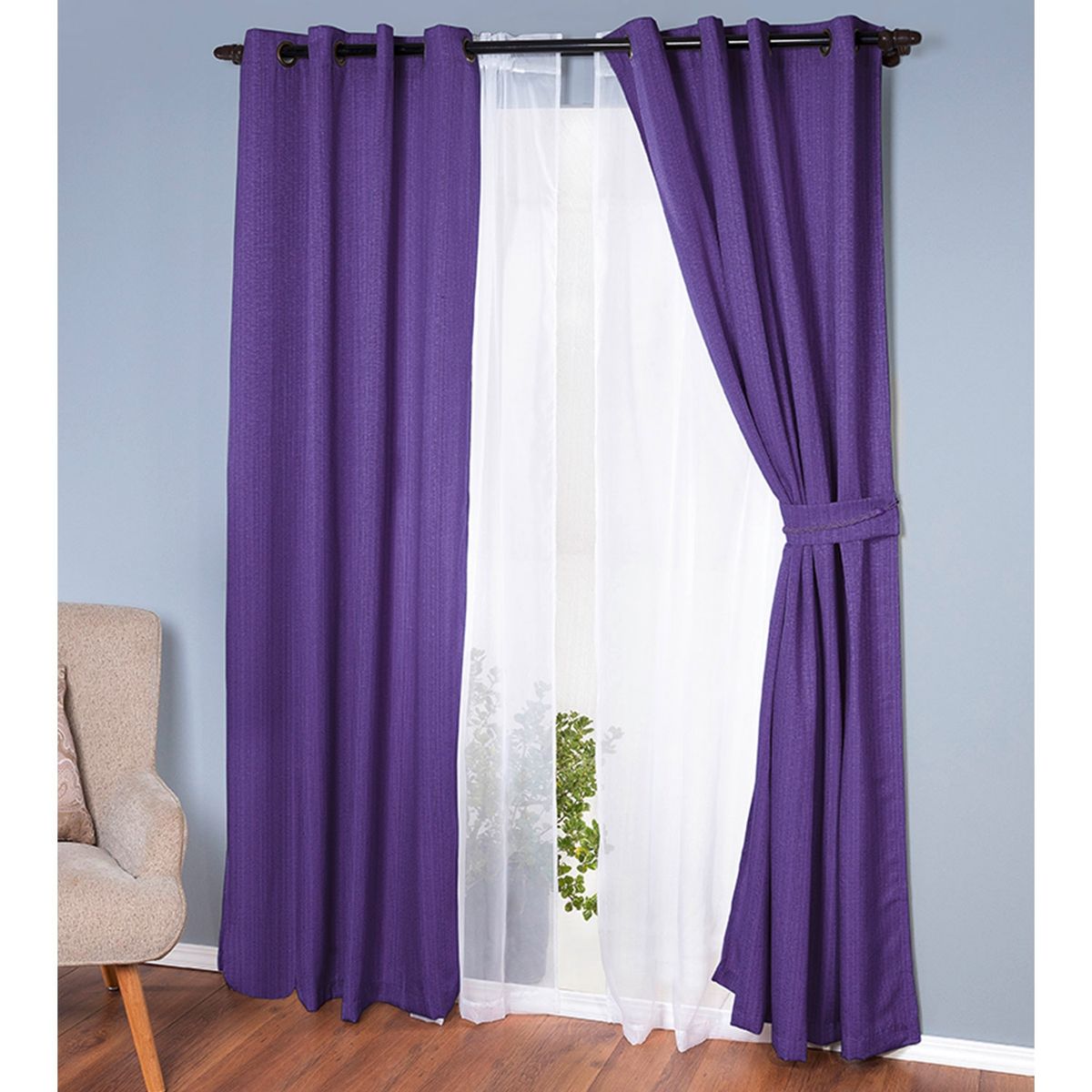 DORAL - Set De Cortinas Decorativa Poliéster 140 Cm 220 Cm Doral