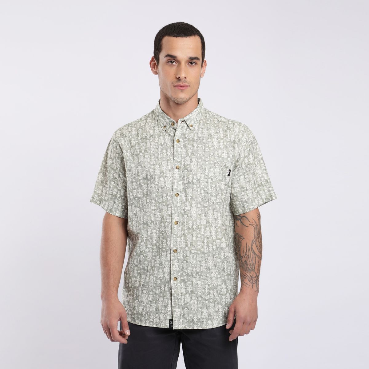 FROENS - Camisa Casual Manga Corta Lino Easy Iron Hombre Froens