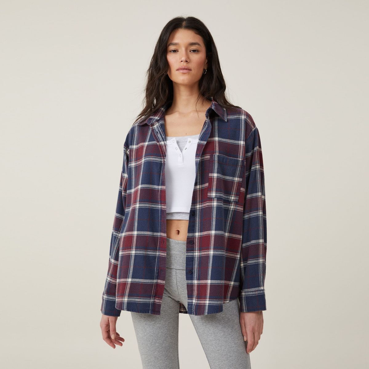 COTTON ON - Blusa Boyfriend Algodón Orgánico Manga Larga Mujer Cotton On