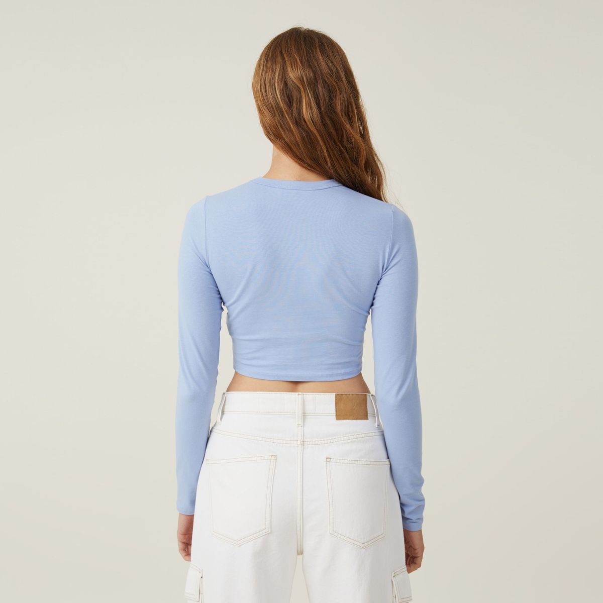 COTTON ON - Crop Top Manga Larga Algodón Mujer Cotton On