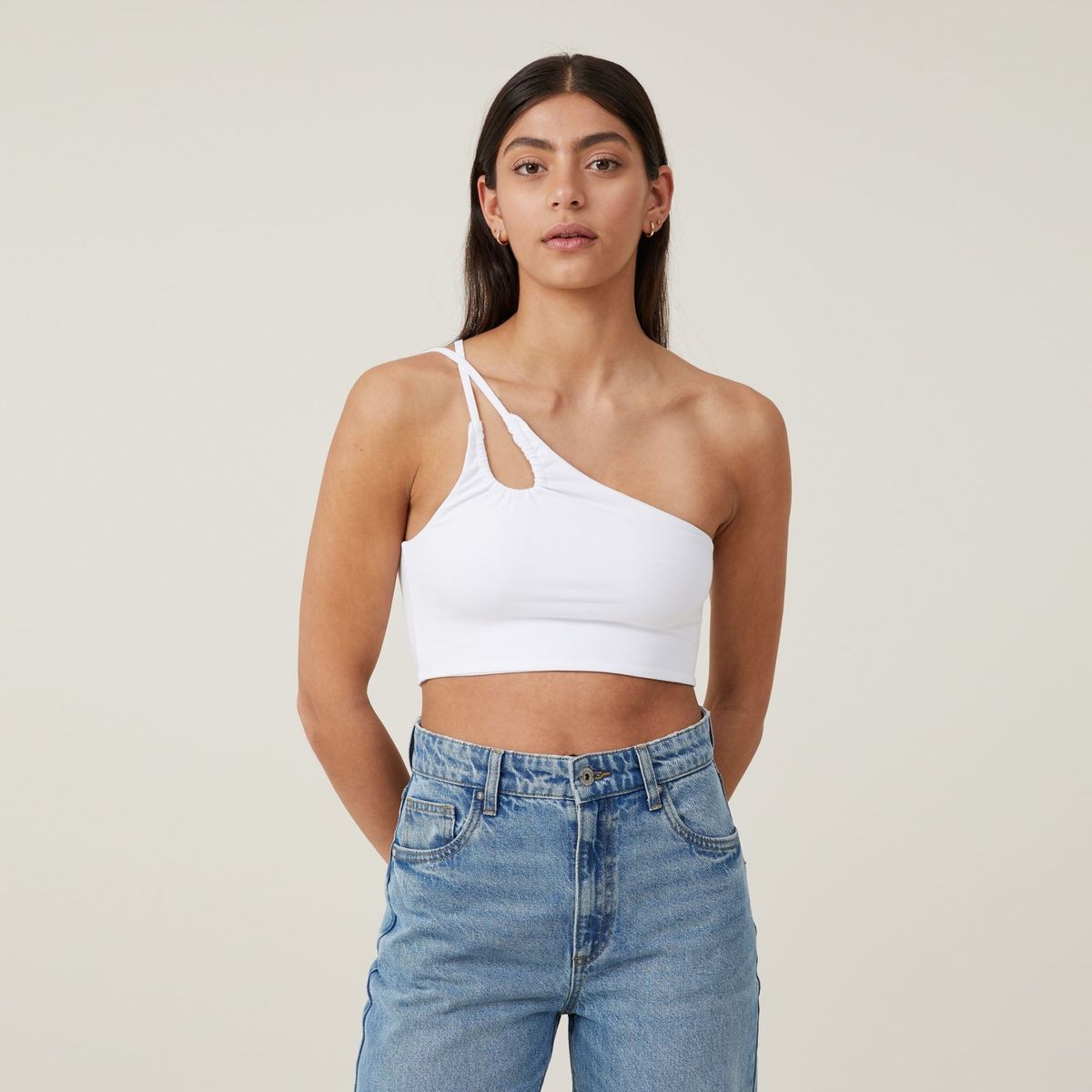 COTTON ON - Crop Top Un Hombro Algodón Mujer Cotton On