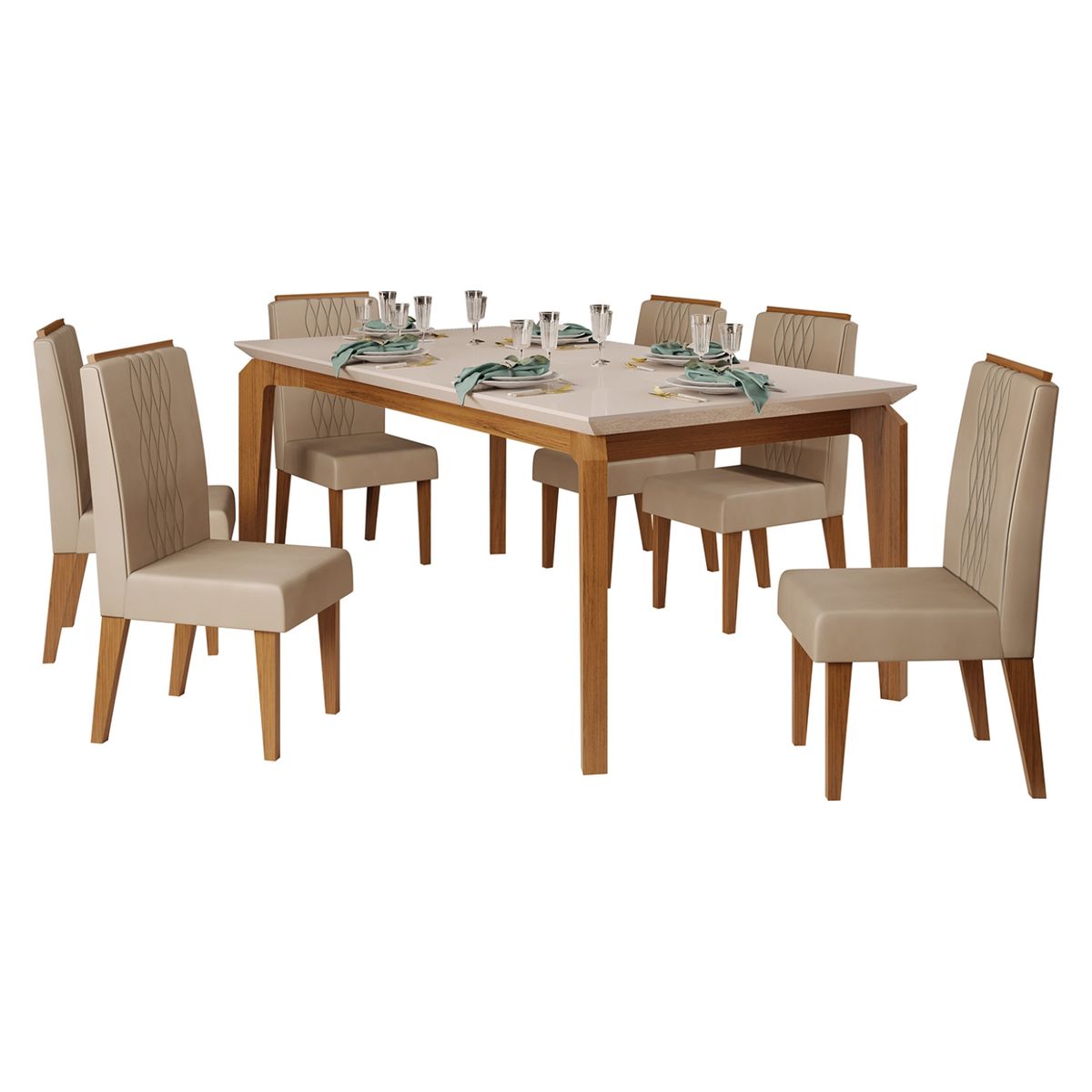 VEKKAHOME - Juego De Comedor Serena Lia 6 Sillas Vekkahome