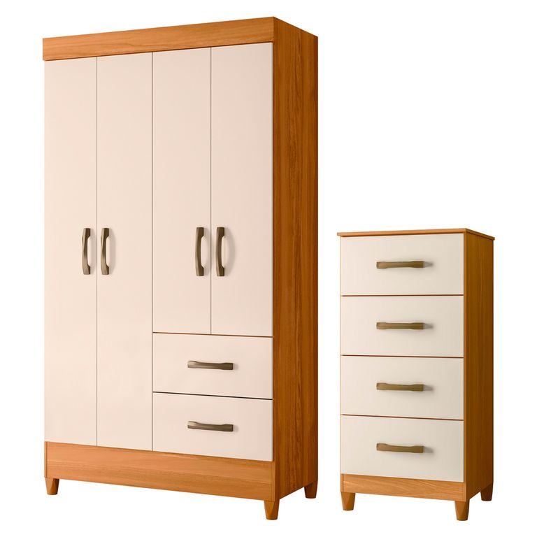Combo Clóset 4 Puertas + Cómoda 4 Cajones