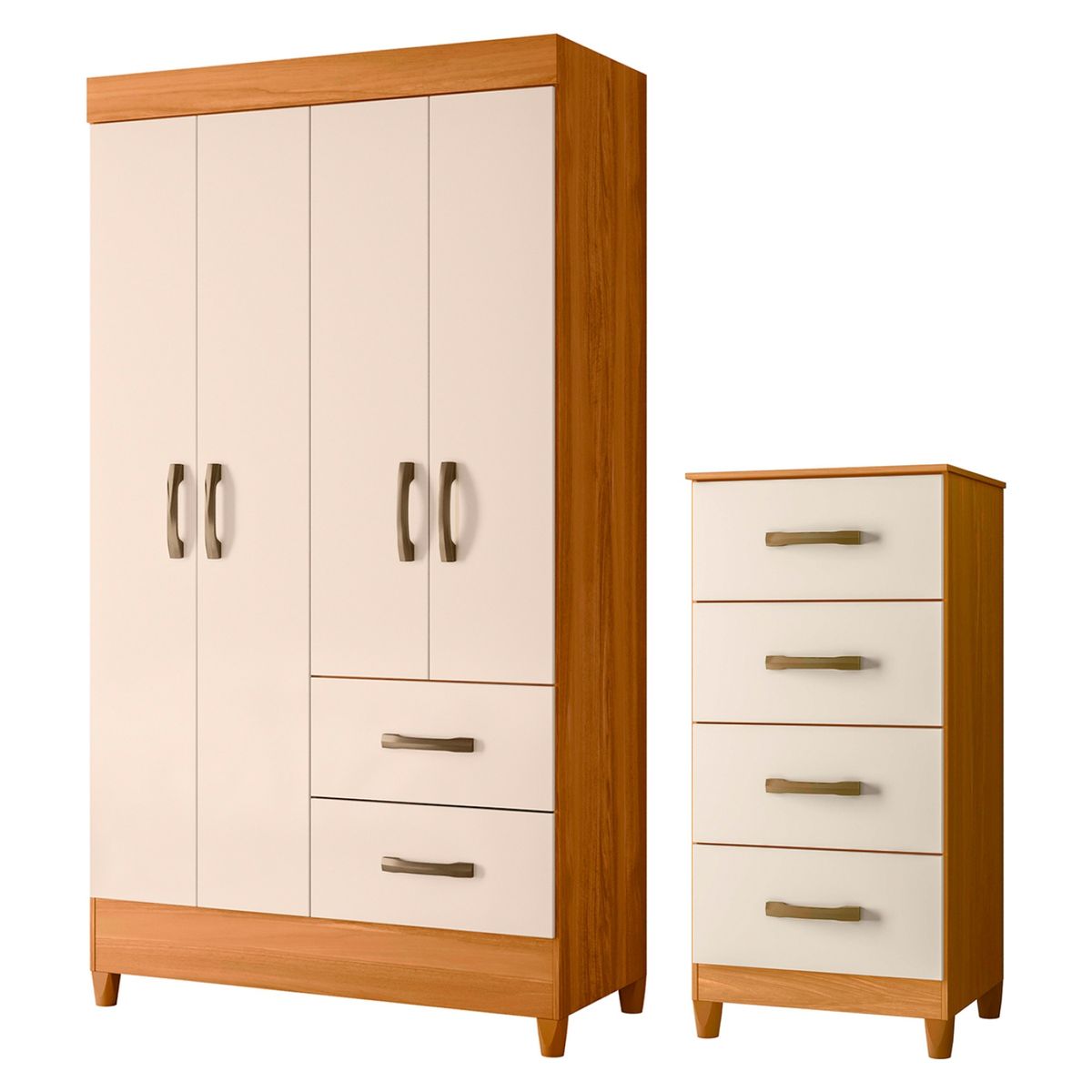 VEKKAHOME - Combo Clóset 4 Puertas + Cómoda 4 Cajones Vekkahome