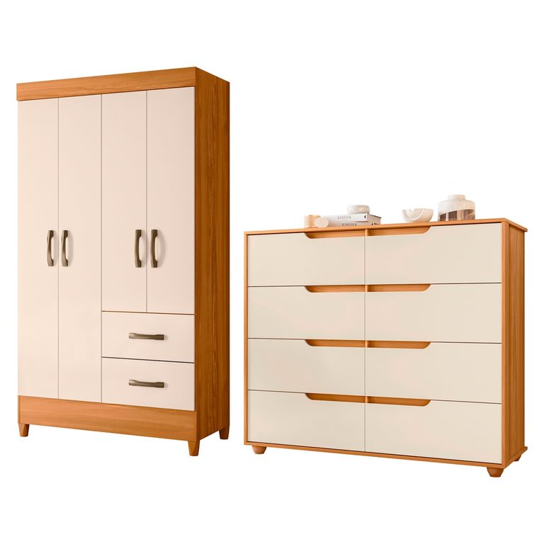 Combo Clóset 4 Puertas + Cómoda Doble