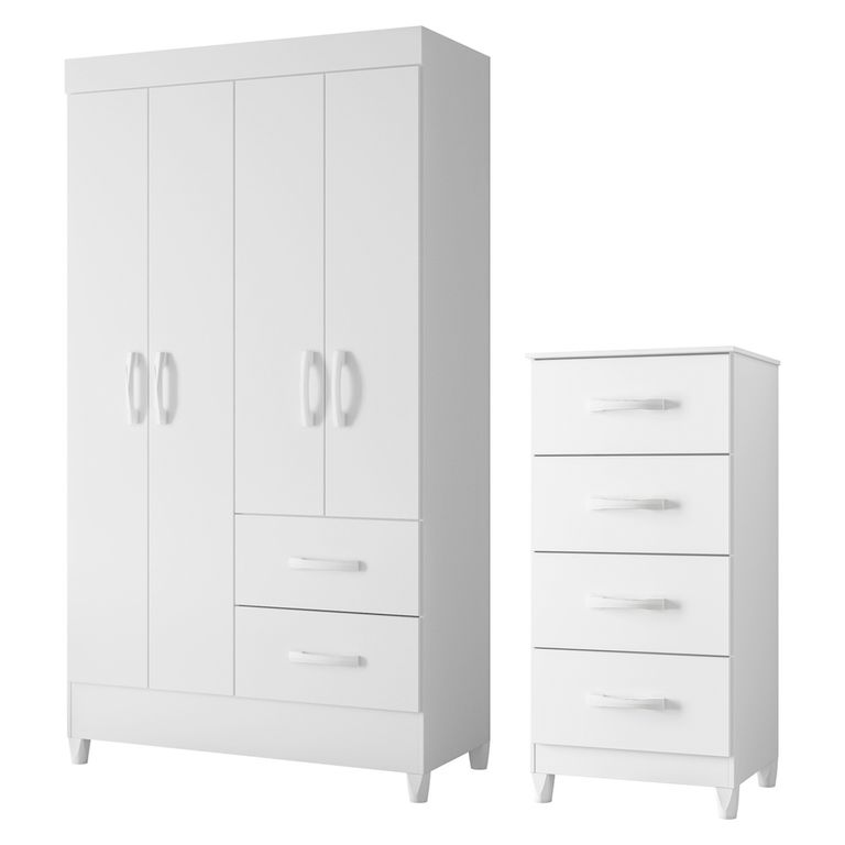 Combo Clóset 4 Puertas + Cómoda 4 Cajones