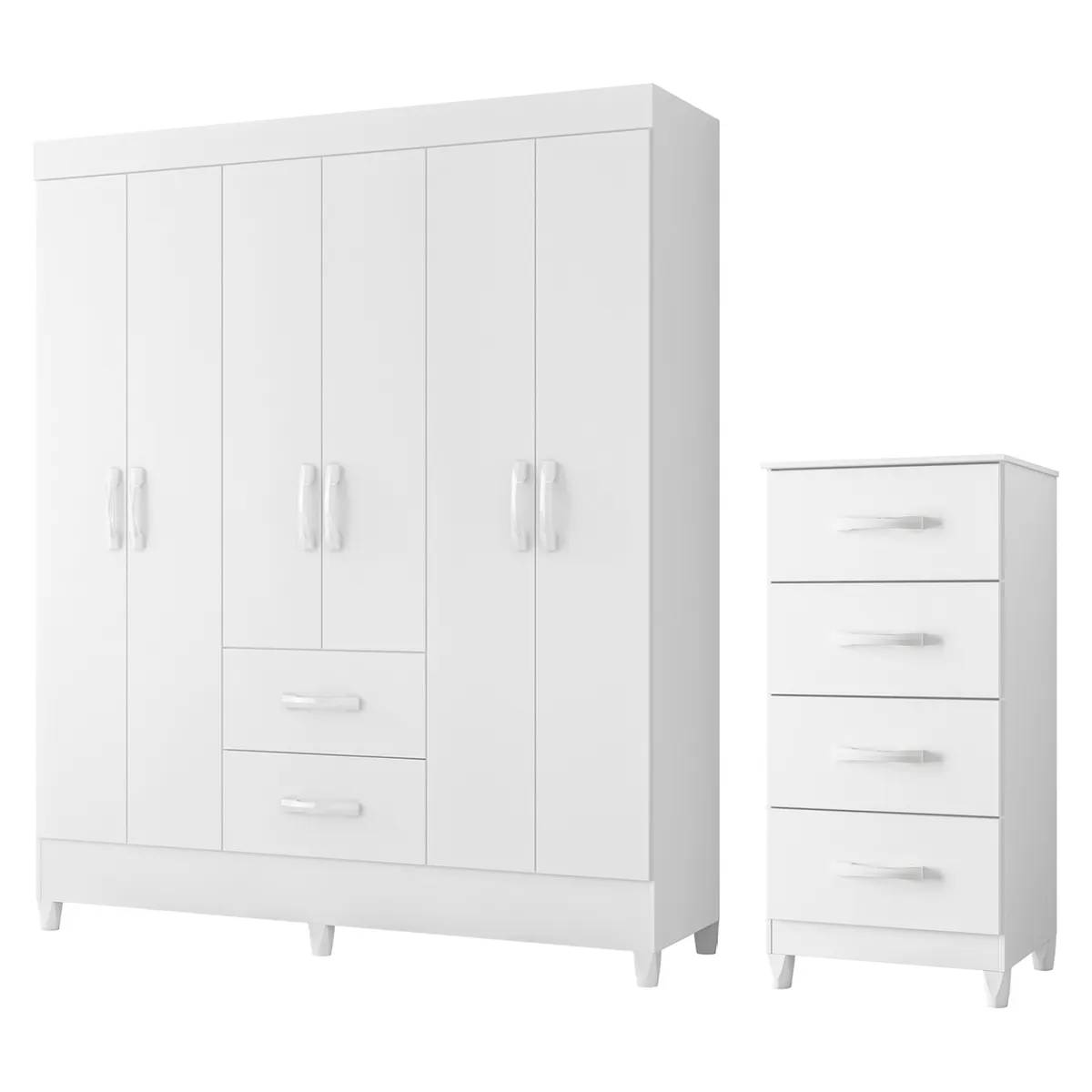 VEKKAHOME - Combo Clóset 6 Puertas + Cómoda 4 Cajones Vekkahome