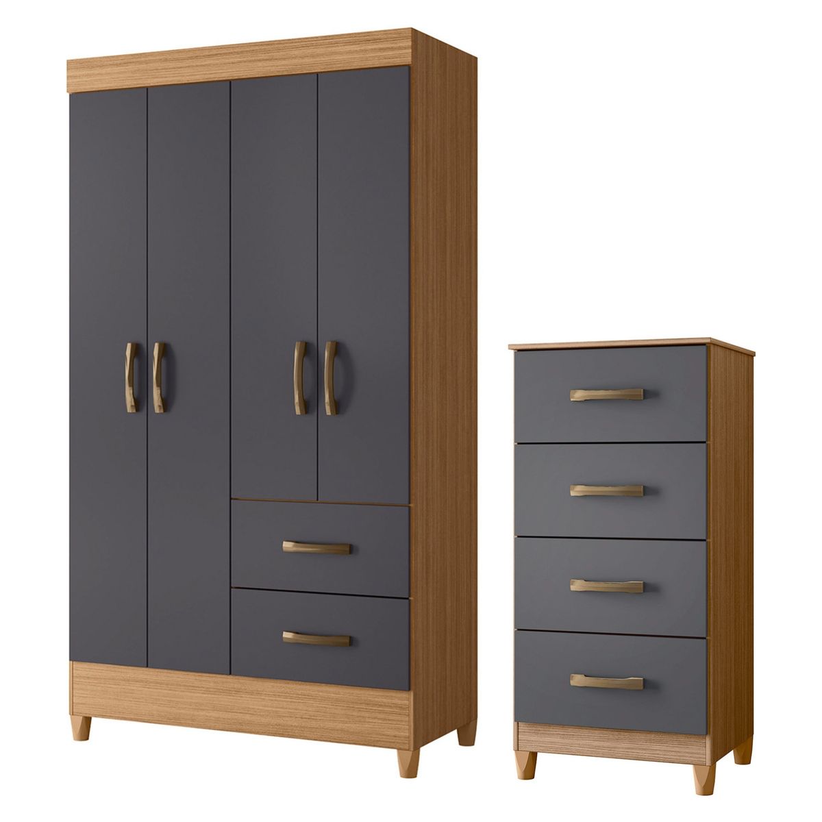 VEKKAHOME - Combo Clóset 4 Puertas + Cómoda 4 Cajones Vekkahome