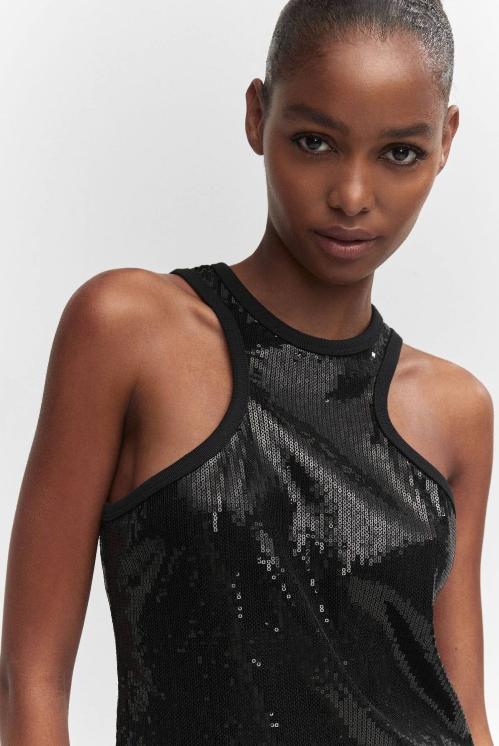 MANGO - Top Halter Lentejuelas Mujer Mango