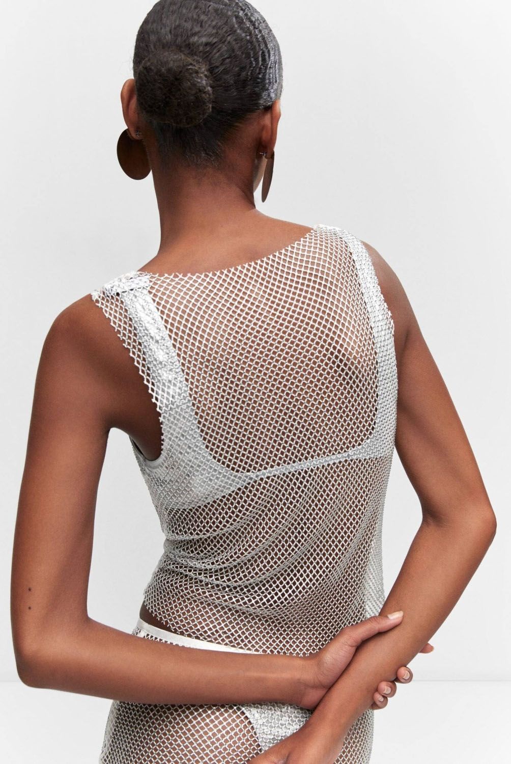 MANGO - Top Malla Detalle Cristal Mujer Mango
