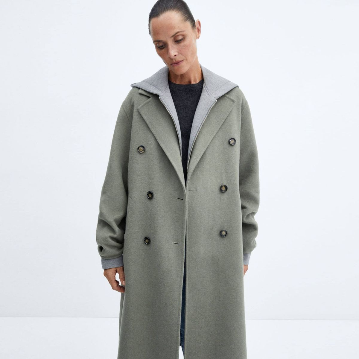 MANGO - Abrigo Lana Handmade Oversize Mujer Mango