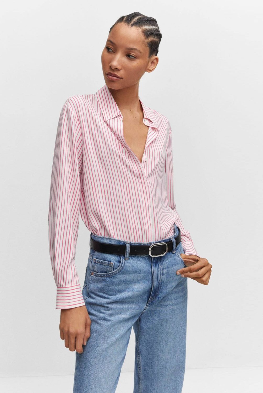 MANGO - Camisa Fluida Botones Mujer Mango
