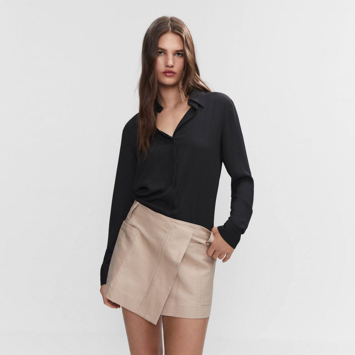 MANGO - Camisa Fluida Botones Mujer Mango
