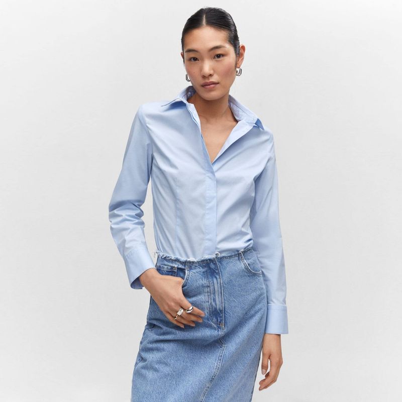 MANGO - Camisa Básica Algodón Mujer Mango