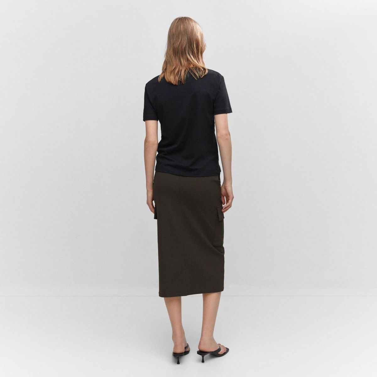 MANGO - Polera Algodón Cuello Pico Mujer Mango