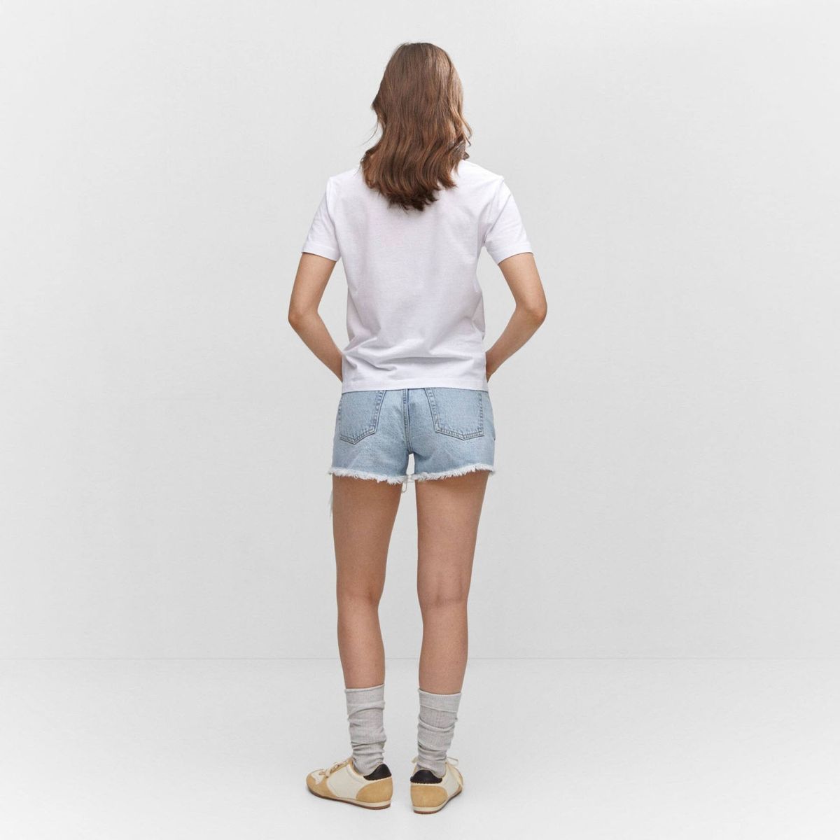 MANGO - Polera Algodón Cuello Pico Mujer Mango