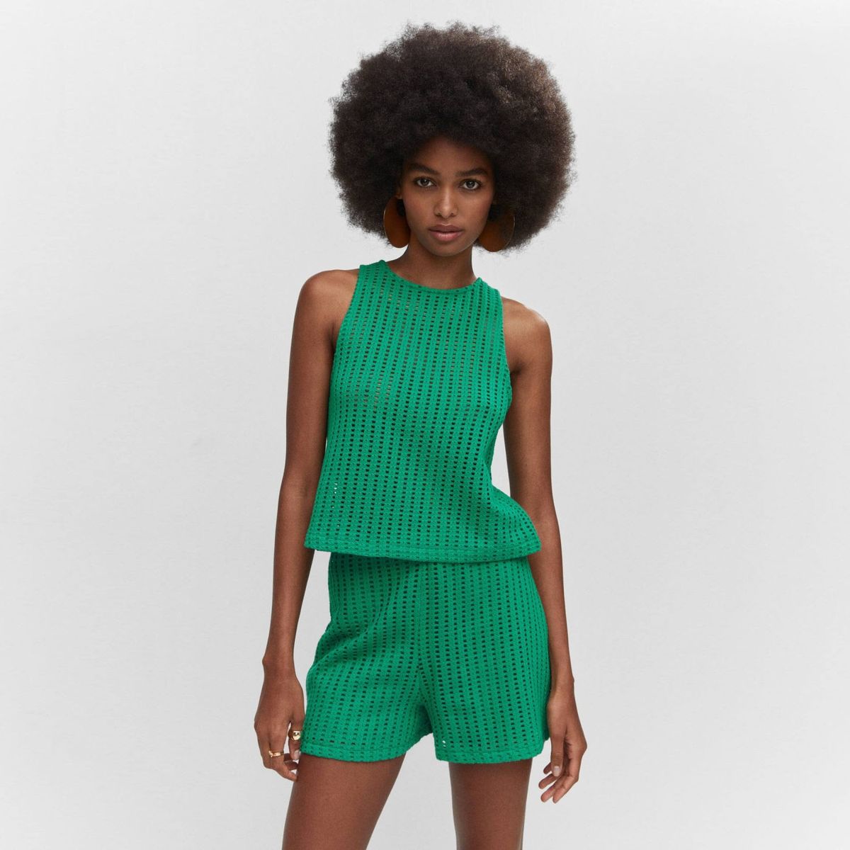 MANGO - Shorts Punto Calado Mujer Mango