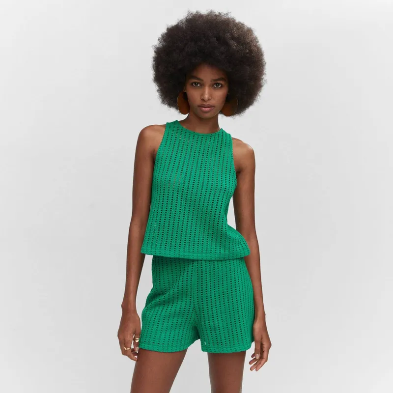 MANGO - Shorts Punto Calado Mujer Mango