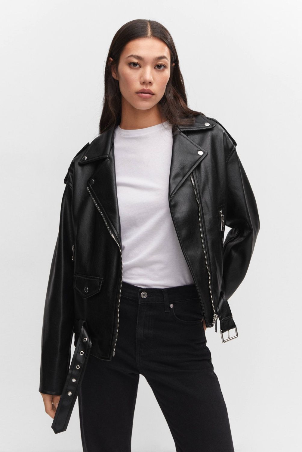MANGO - Chaqueta Oversize Efecto Piel Mujer Mango