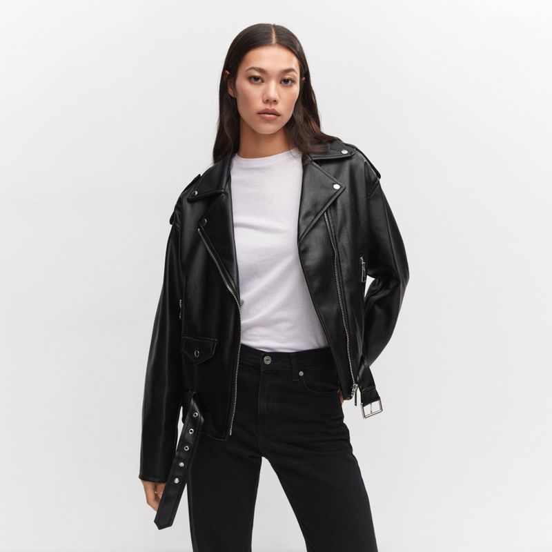 MANGO - Chaqueta Oversize Efecto Piel Mujer Mango