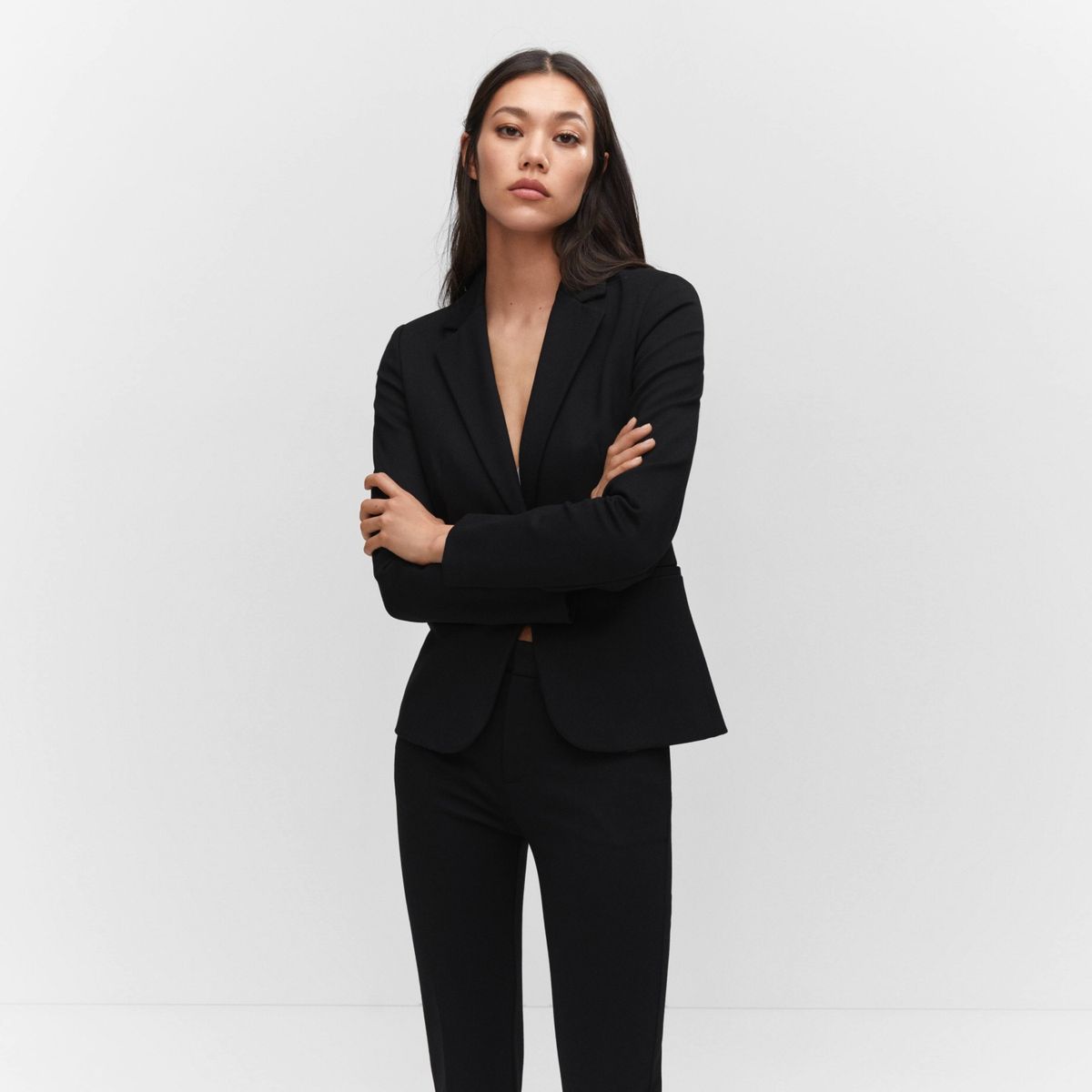 MANGO - Blazer Entallada Punto Roma Mujer Mango