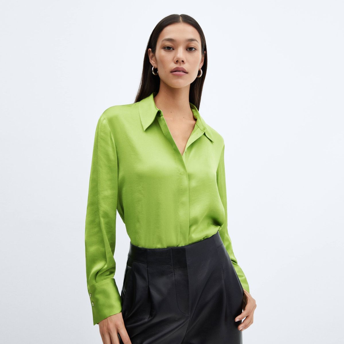 MANGO - Camisa Fluida Satinada Mujer Mango