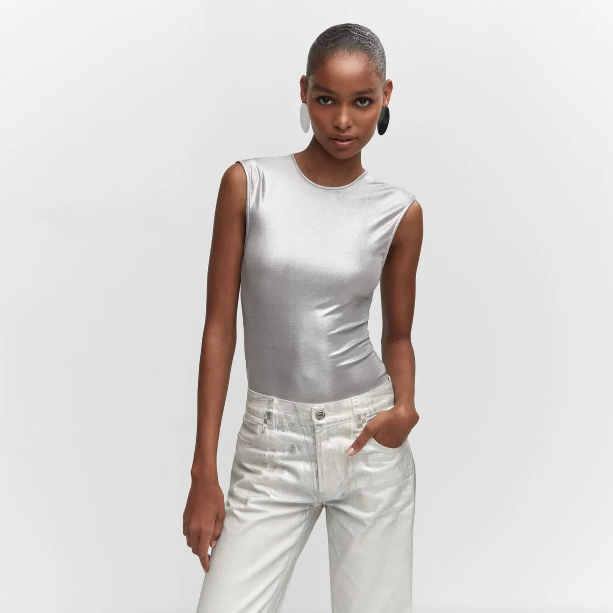 MANGO - Body Metalizado Mujer Mango