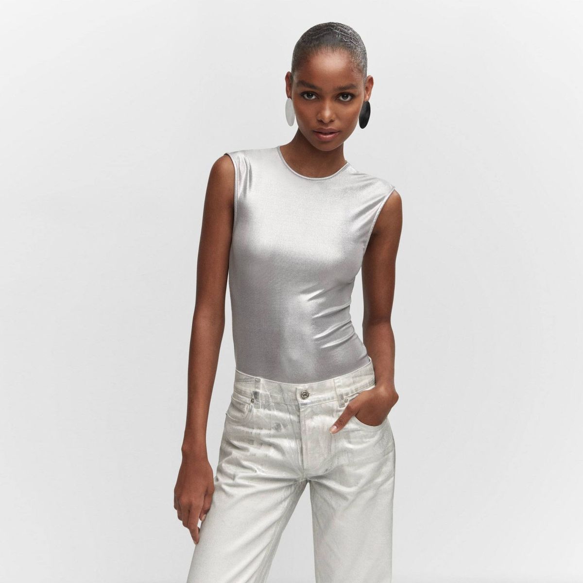 MANGO - Body Metalizado Mujer Mango