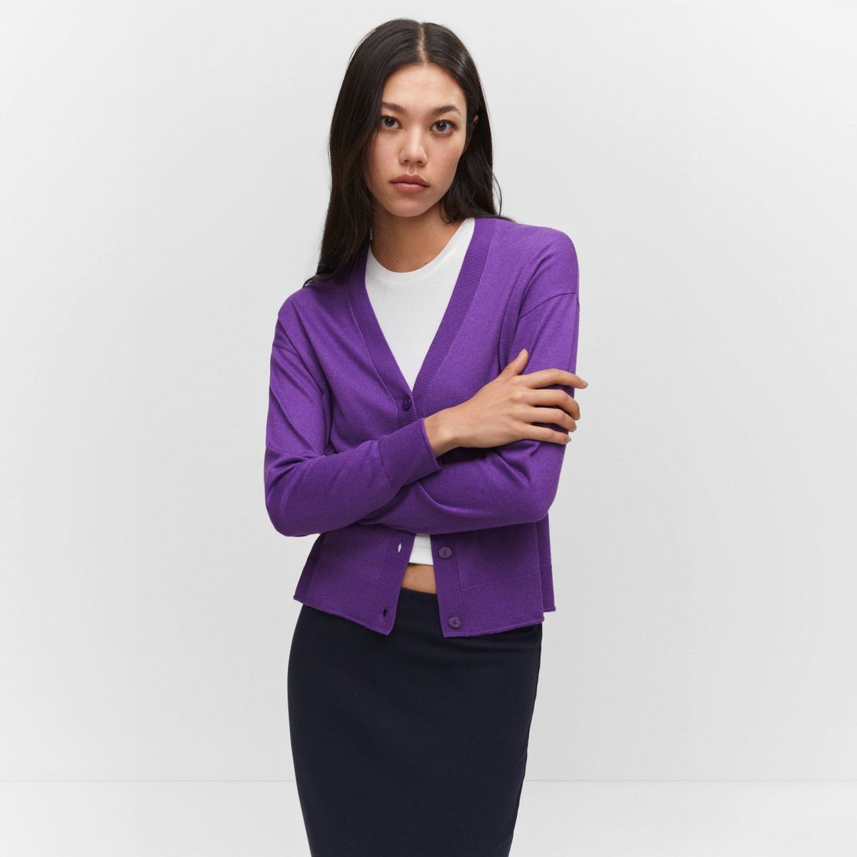 MANGO - Cárdigan Punto Fino Mujer Mango