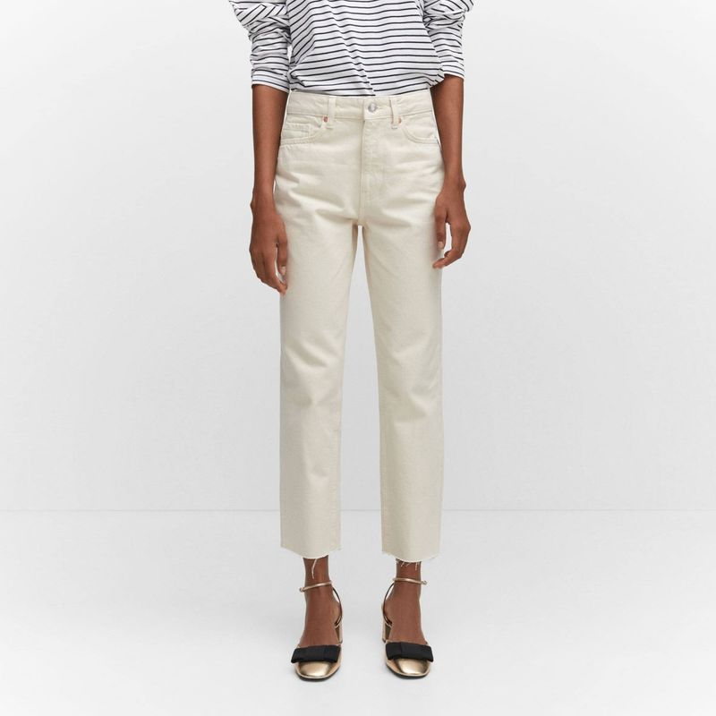 MANGO - Jeans Blanca Tiro Medio Mujer Mango