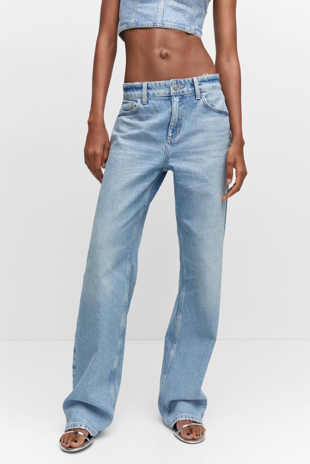 MANGO - Jeans Shinny Tiro Medio Mujer Mango