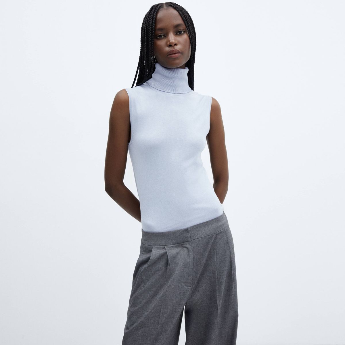 MANGO - Top Punto Cuello Vuelto Mujer Mango