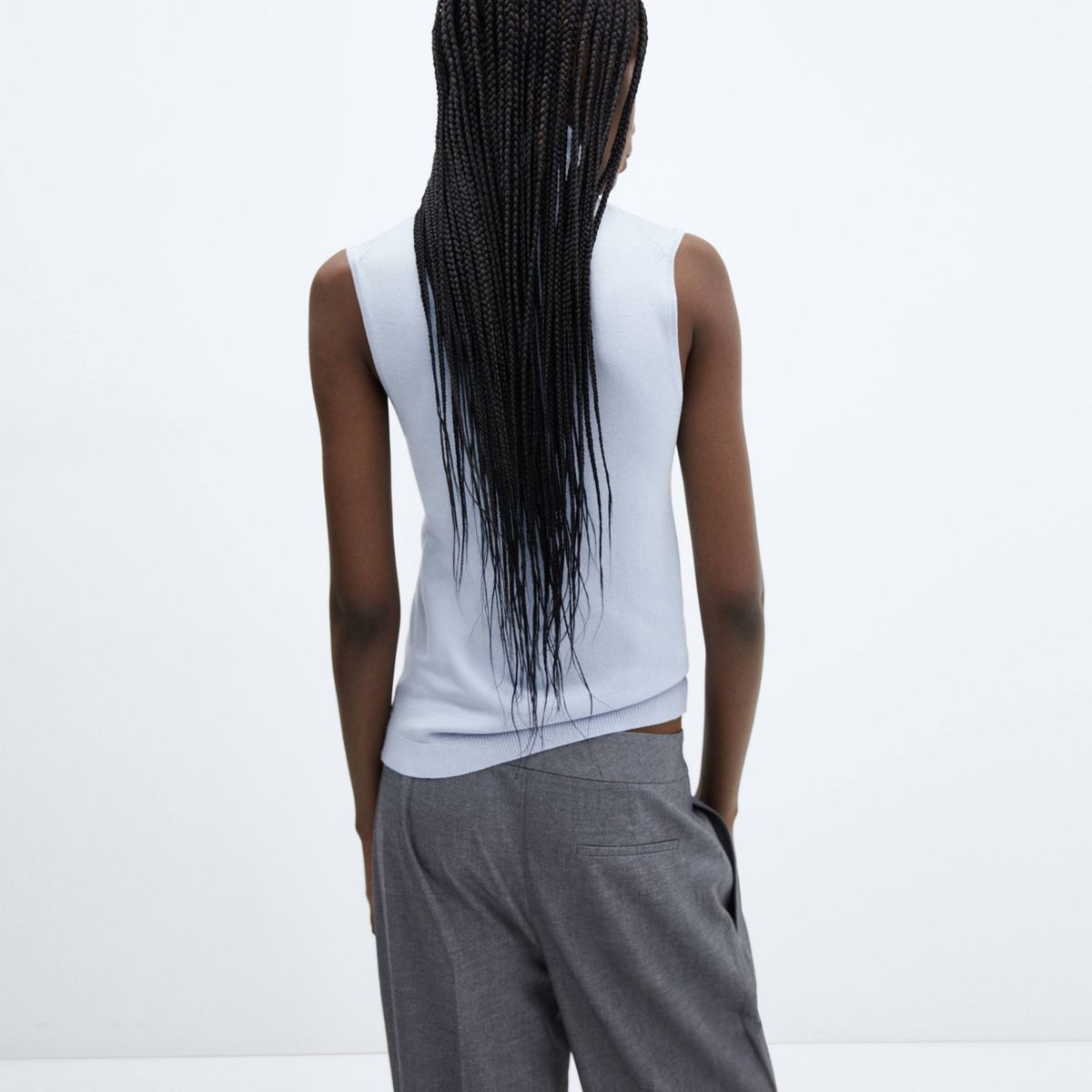 MANGO - Top Punto Cuello Vuelto Mujer Mango