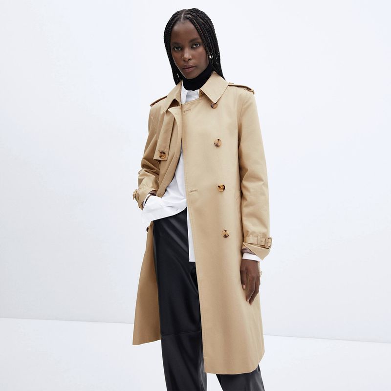 MANGO Abrigo Clásico Cinturón Mujer Mango