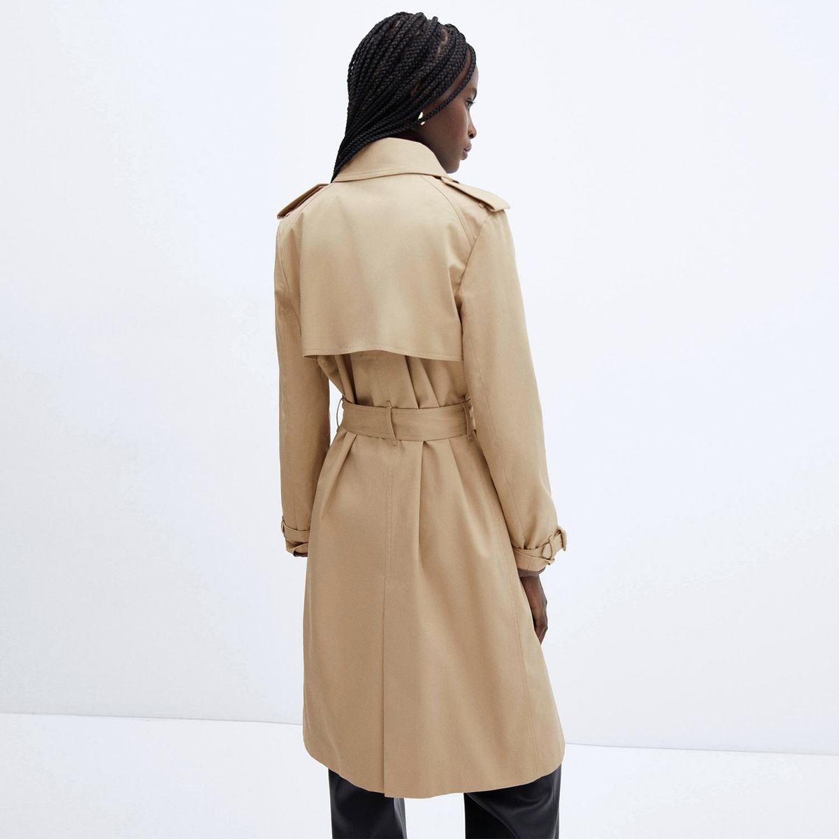 MANGO - Abrigo Clásico Cinturón Mujer Mango