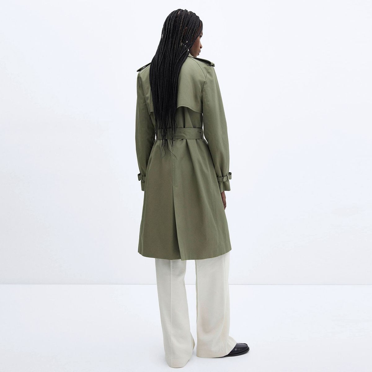 MANGO - Abrigo Clásico Cinturón Mujer Mango