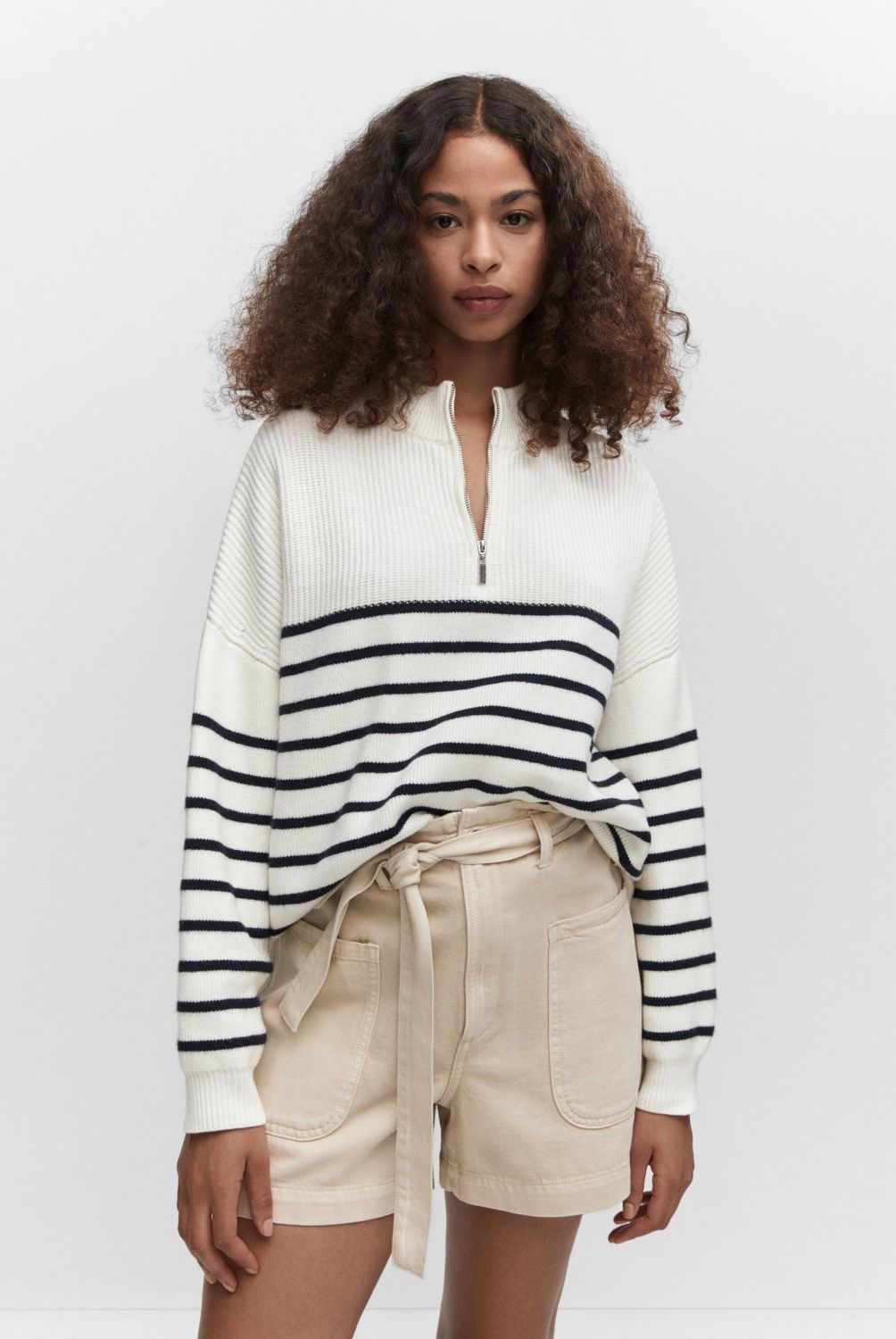MANGO - Sweater Rayas Cremallera Mujer Mango