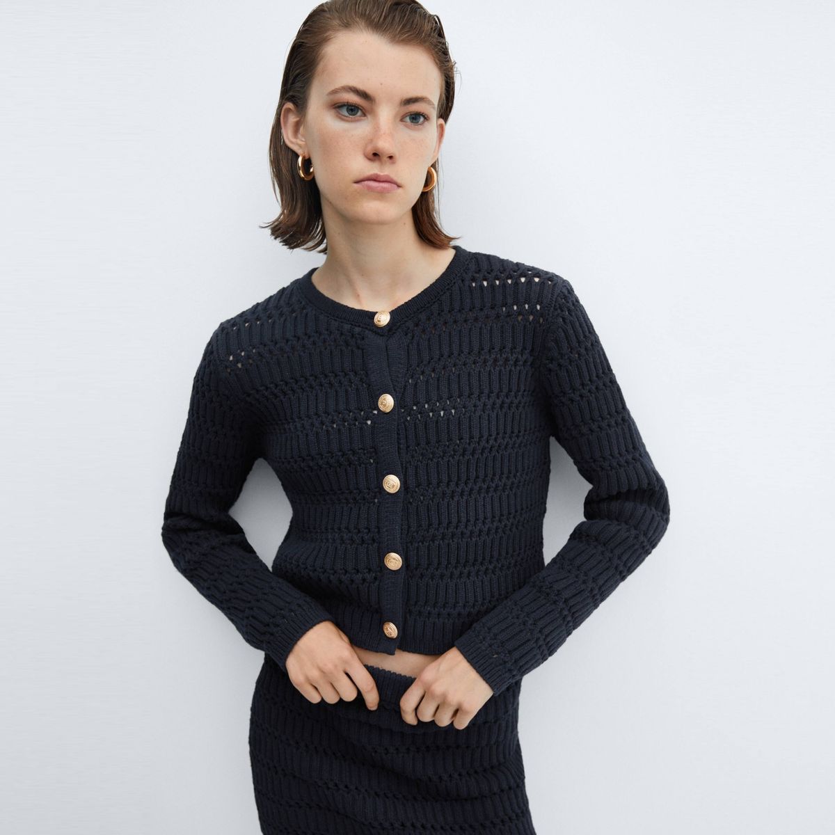 MANGO - Cardigan Punto Botones Joya Mujer Mango