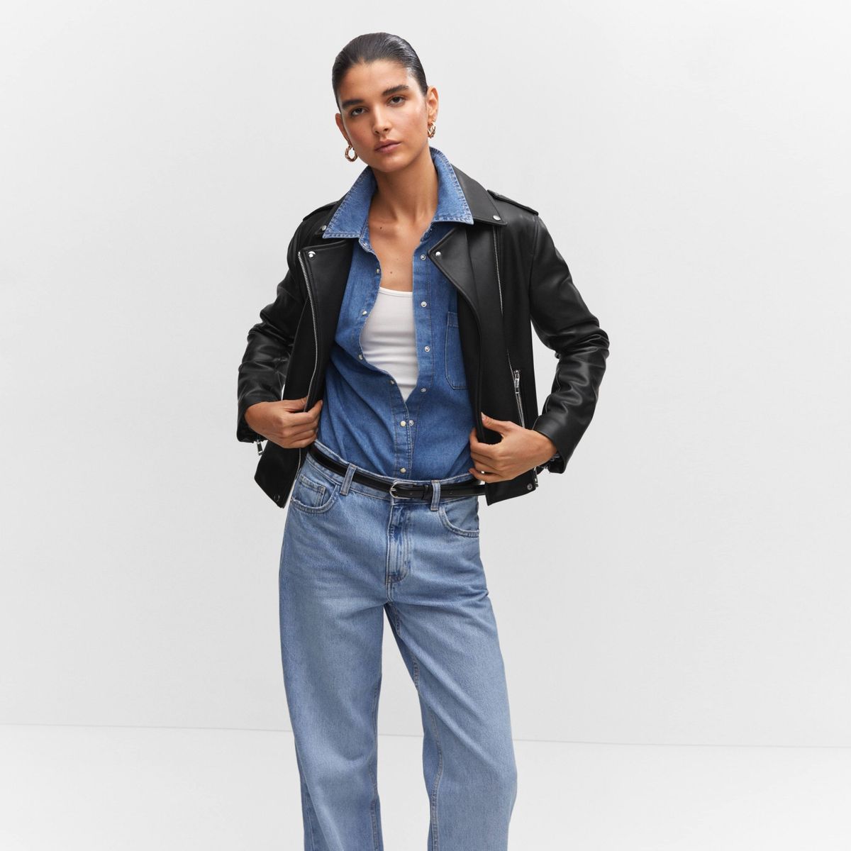 MANGO - Chaqueta Biker Efecto Piel Mujer Mango