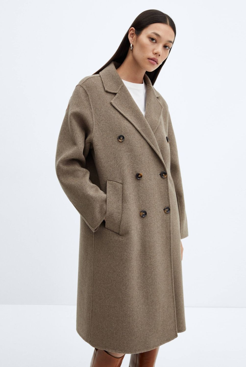 MANGO - Abrigo Lana Handmade Oversize Mujer Mango