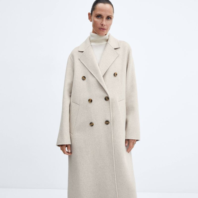 MANGO - Abrigo Lana Handmade Oversize Mujer Mango