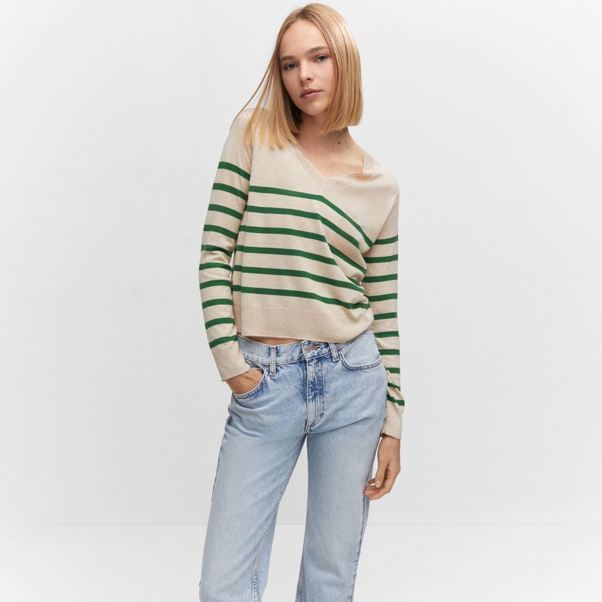 MANGO - Sweater Rayas Punto Fino Mujer Mango