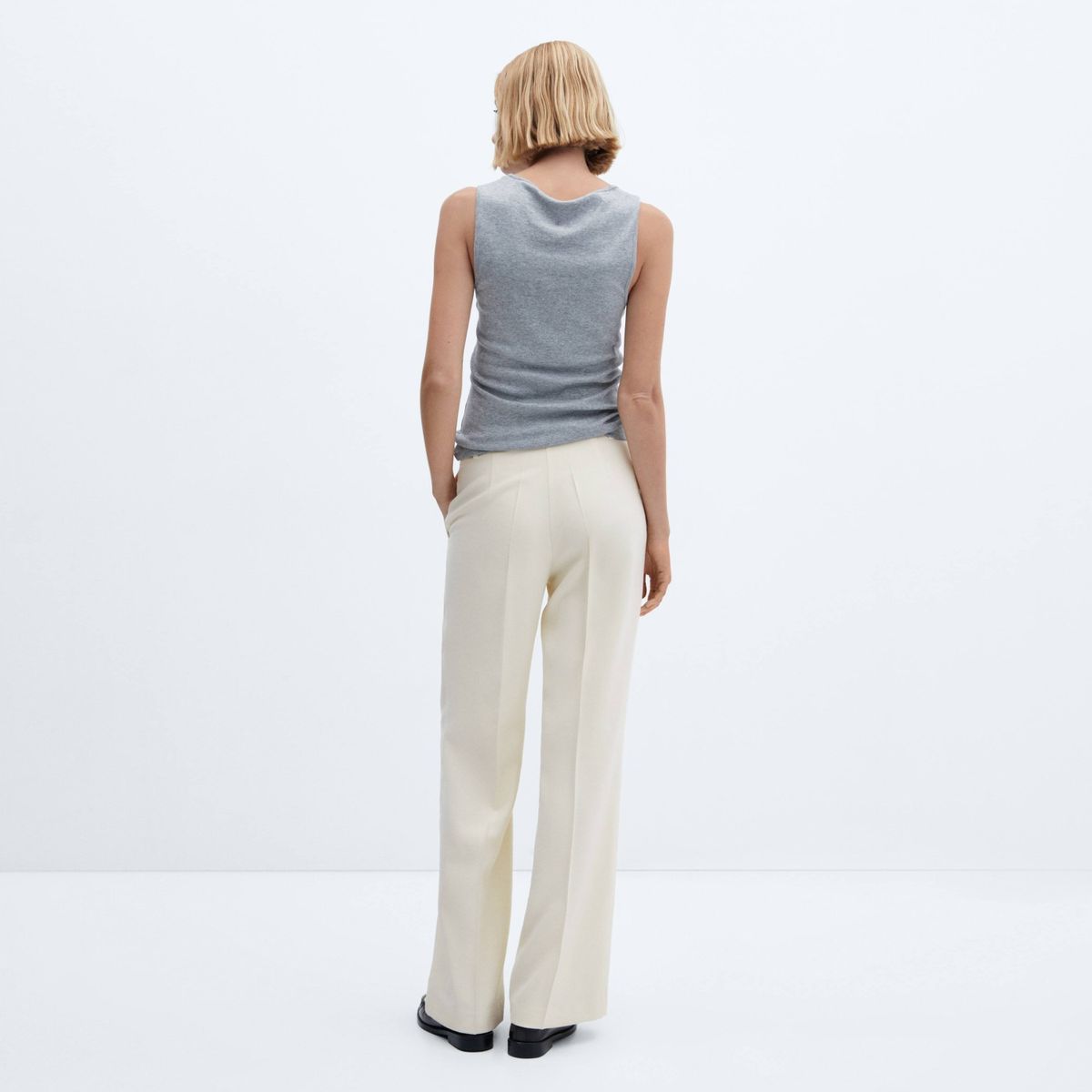 MANGO - Pantalón Wideleg Tiro Bajo Mujer Mango