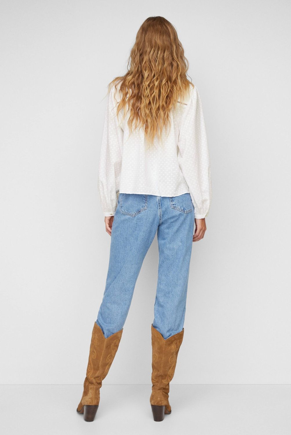 MANGO - Blusa Algodón Plumeti Mujer Mango