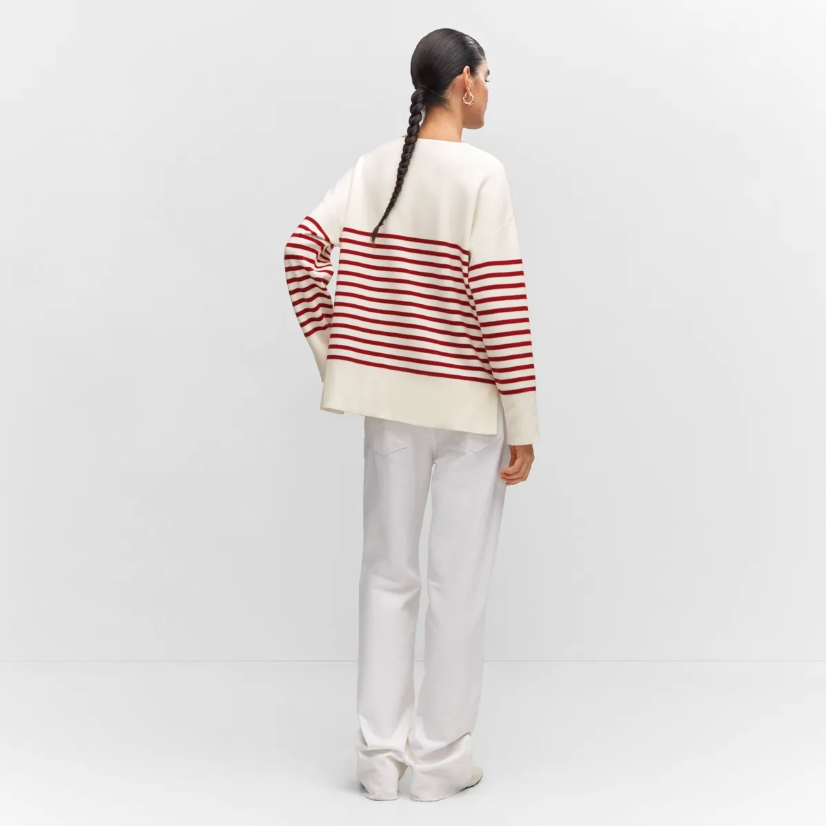 MANGO - Sweater Oversize Cuello Pico Mujer Mango