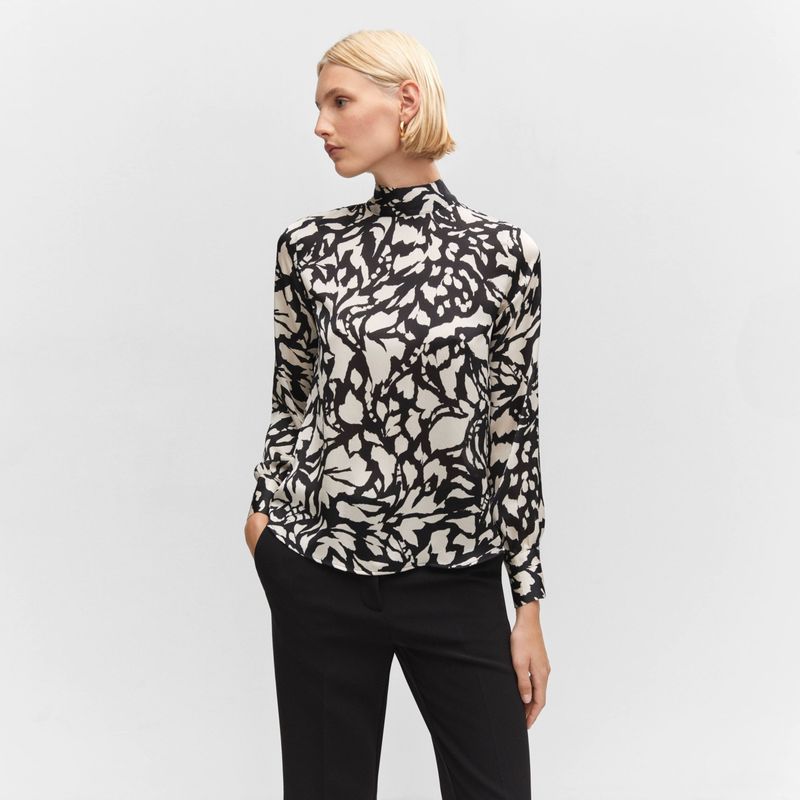 MANGO - Blusa Cuello Alto Lazo Mujer Mango