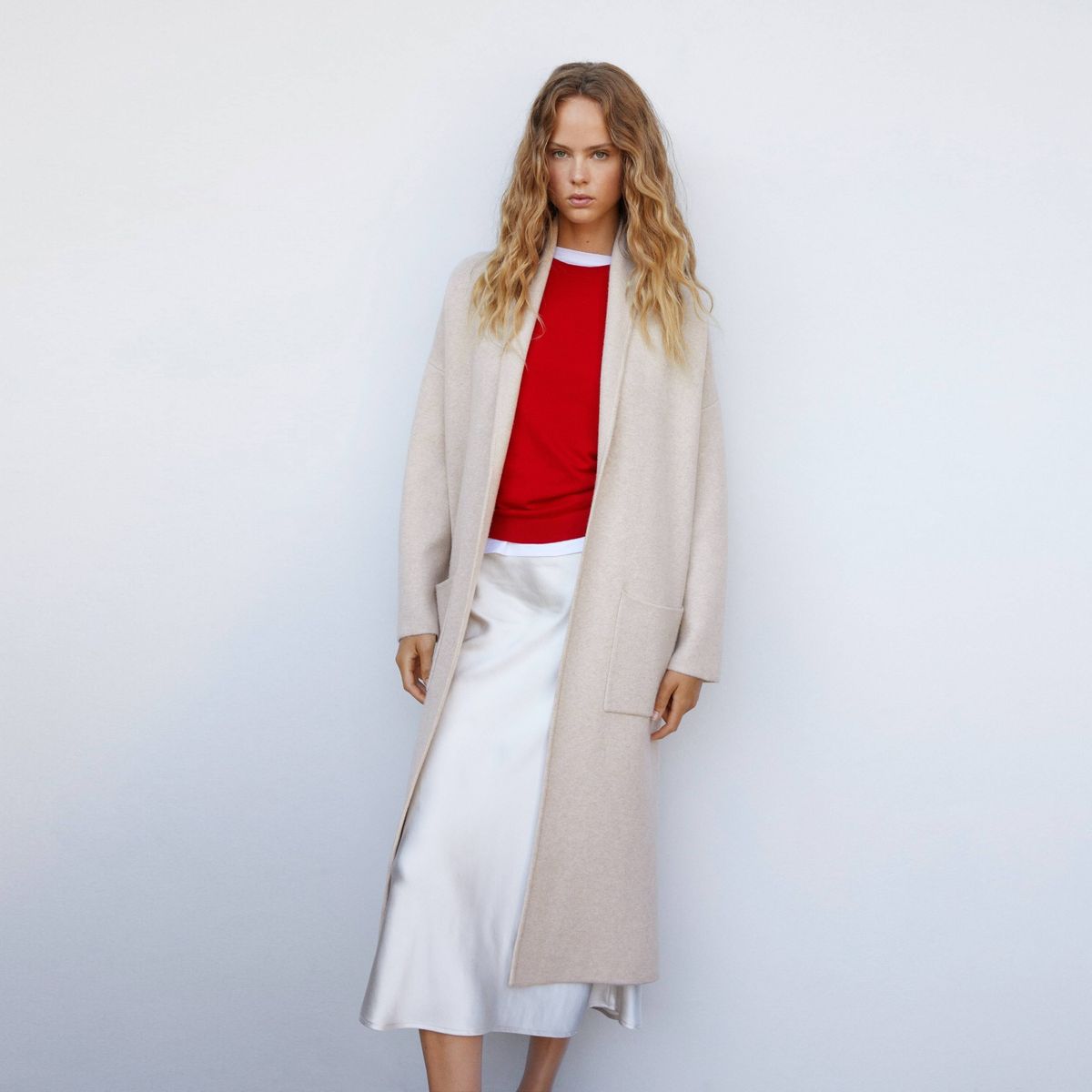 MANGO - Abrigo Oversize Punto Bolsillos Mujer Mango