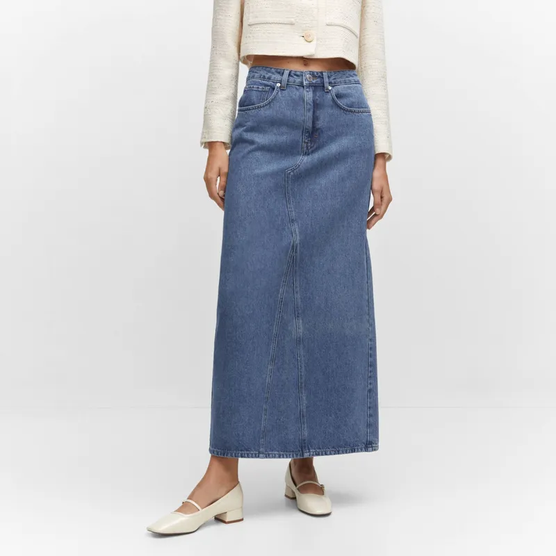MANGO - Falda Larga Denim Mujer Mango