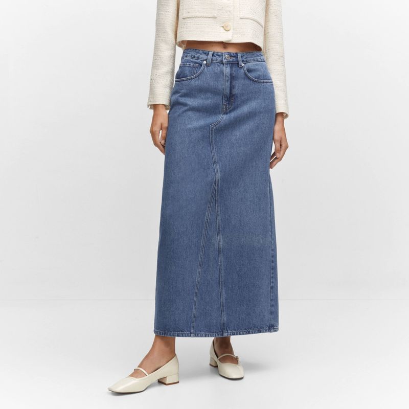 MANGO - Falda Larga Denim Mujer Mango